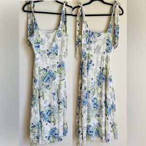 Yumi Kim White Floral Tie-Shoulder Sundress with Blue & Green Print